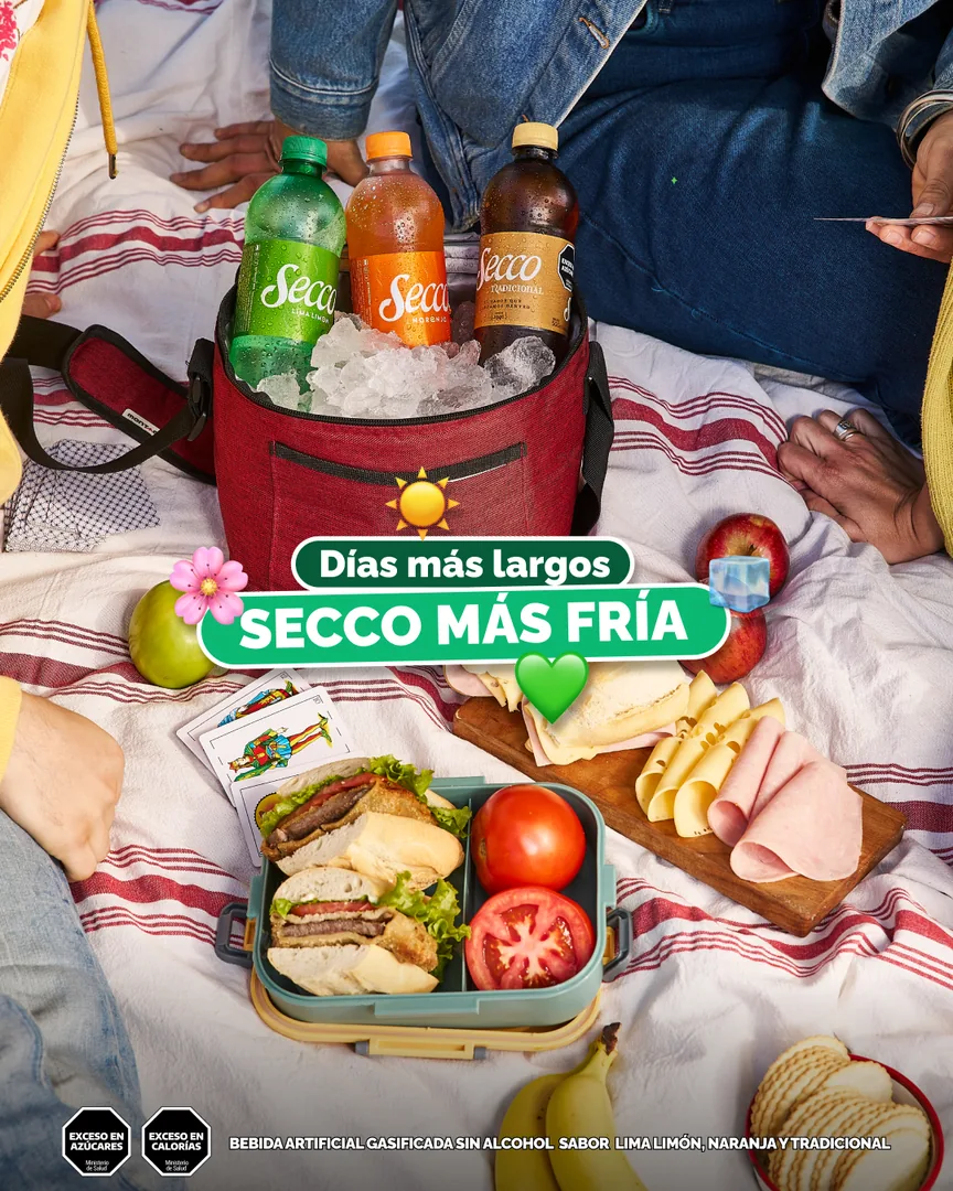 Picnic con Secco Lima Limón, Naranja y Tradicional en una heladerita: Días más largos, Secco más fría
